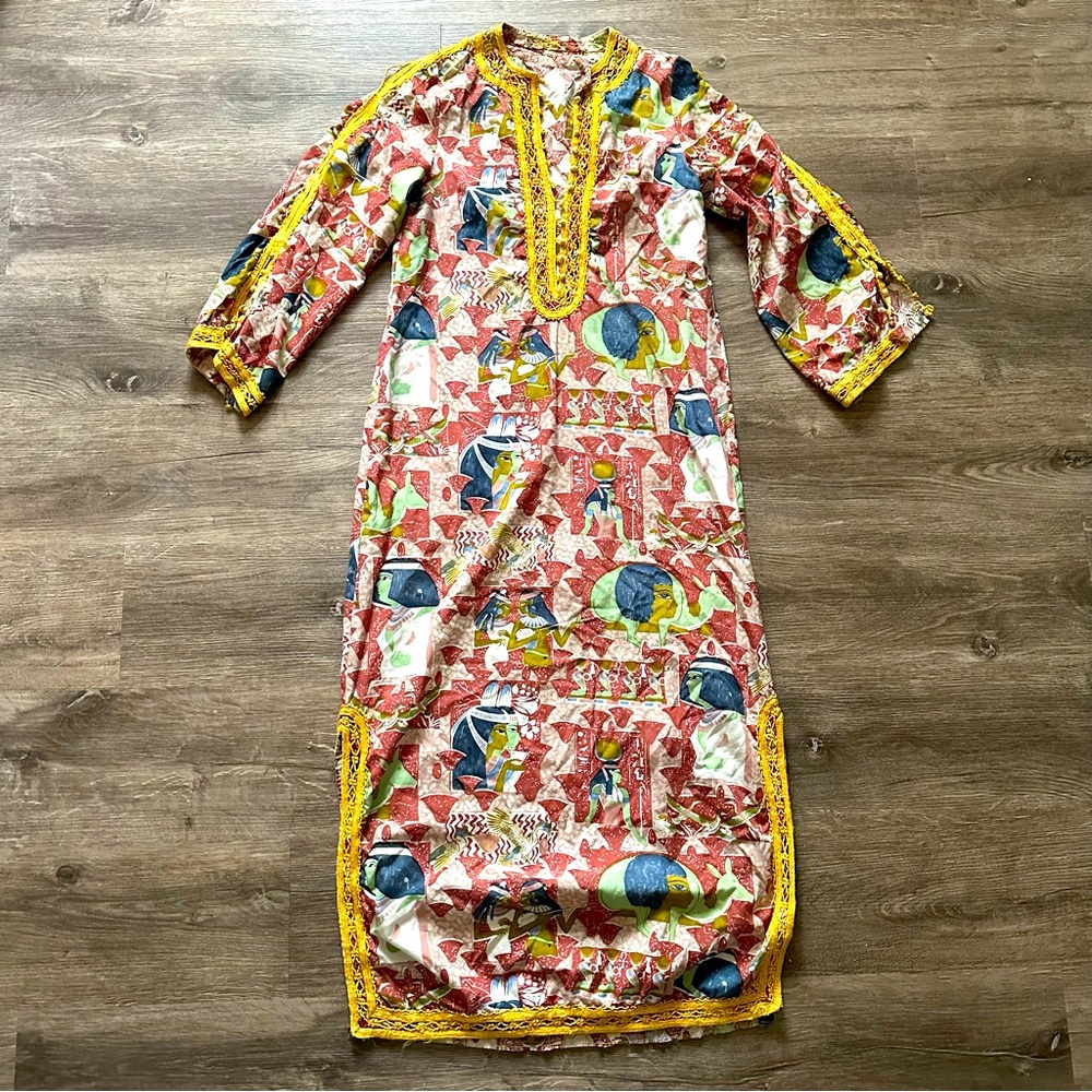 Handmade Yellow Pharaoh Patterned Dress